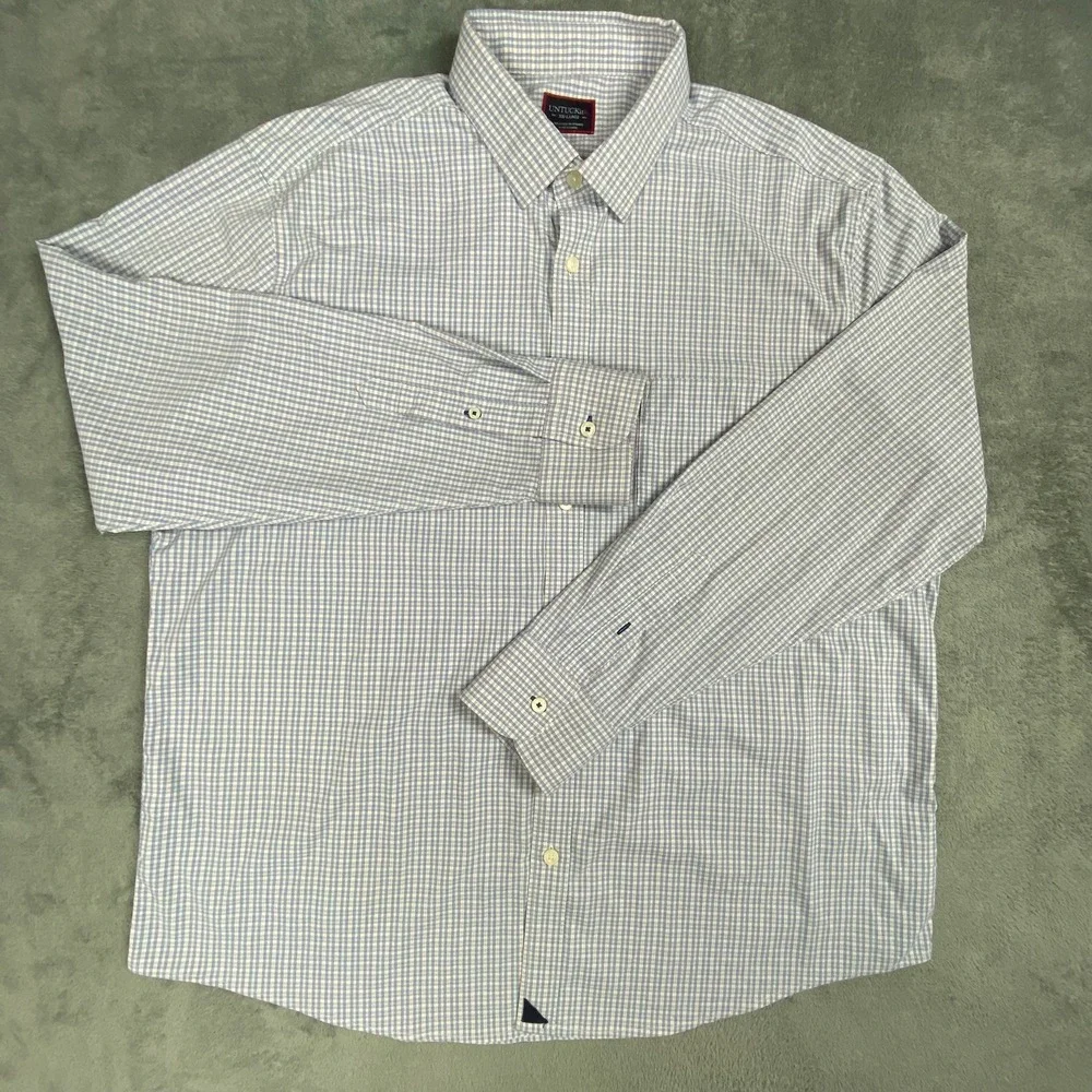 UNTUCKIt Mens XXL Button Down Blue Pink Gingham Check Performance‎ Shirt